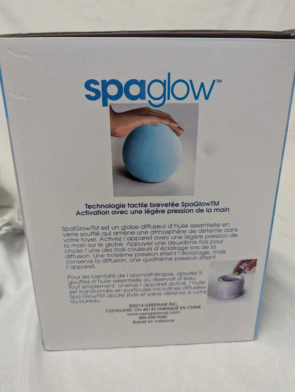 Spaglow Ultrasonic Oil Diffuser Cool Touch Color Changing Glass Globe Unused